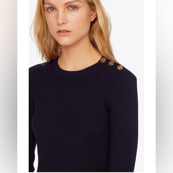 NWT Tory Burch Women's Blue Flare-sleeve Sweater Dress - Picture 3 of 5